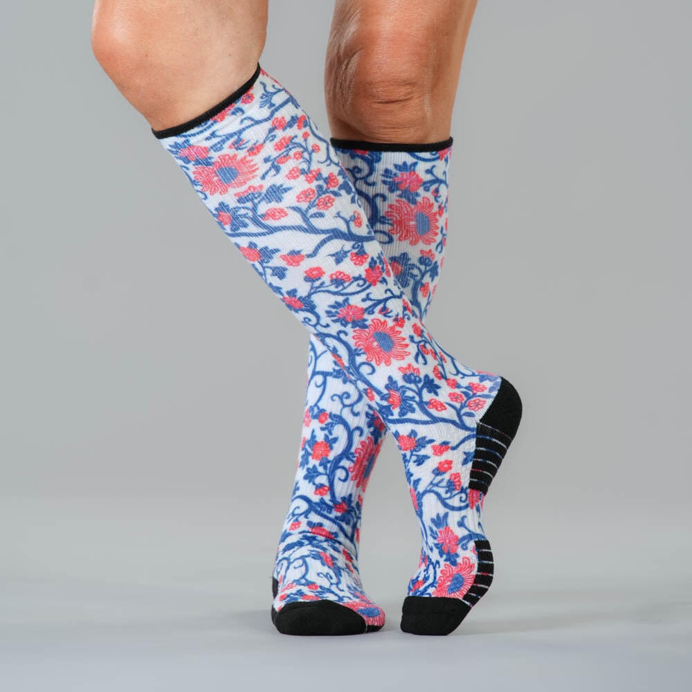 Red, White, and Bloom Compression Socks