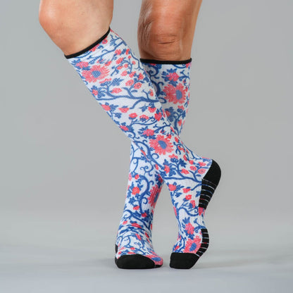 Red, White, and Bloom Compression Socks