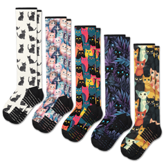 Cozy Cats Compression Socks 5-Pack Bundle
