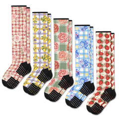 Gingham Garden Compression Socks 5-Pack Bundle