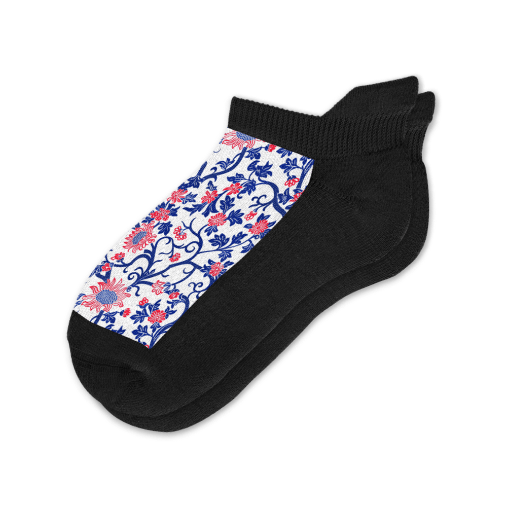 Red, White, and Bloom Ankle Socks