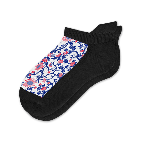 Red, White, and Bloom Ankle Socks
