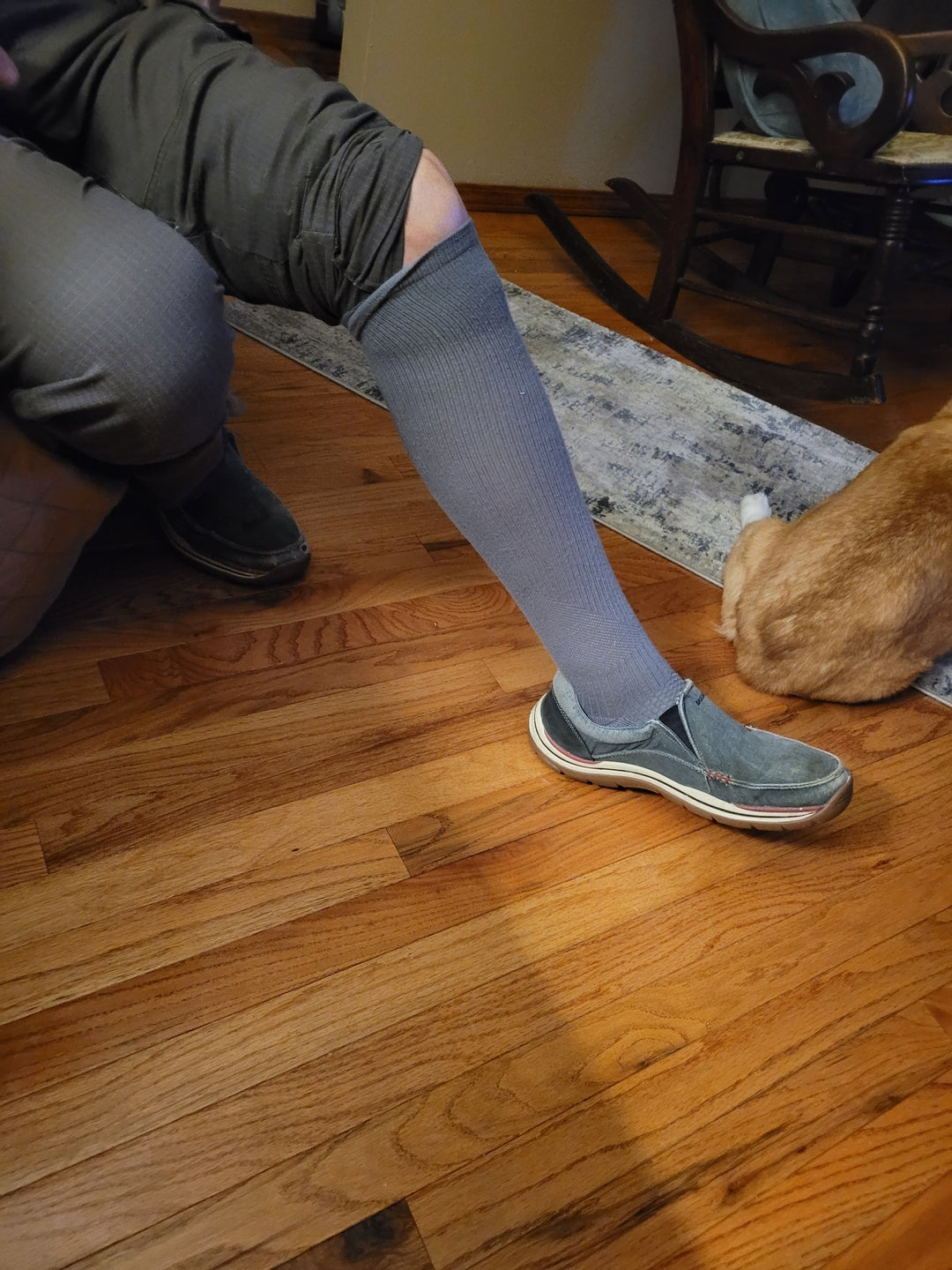 Customer photo of Gray Compression Socks by Myra C.